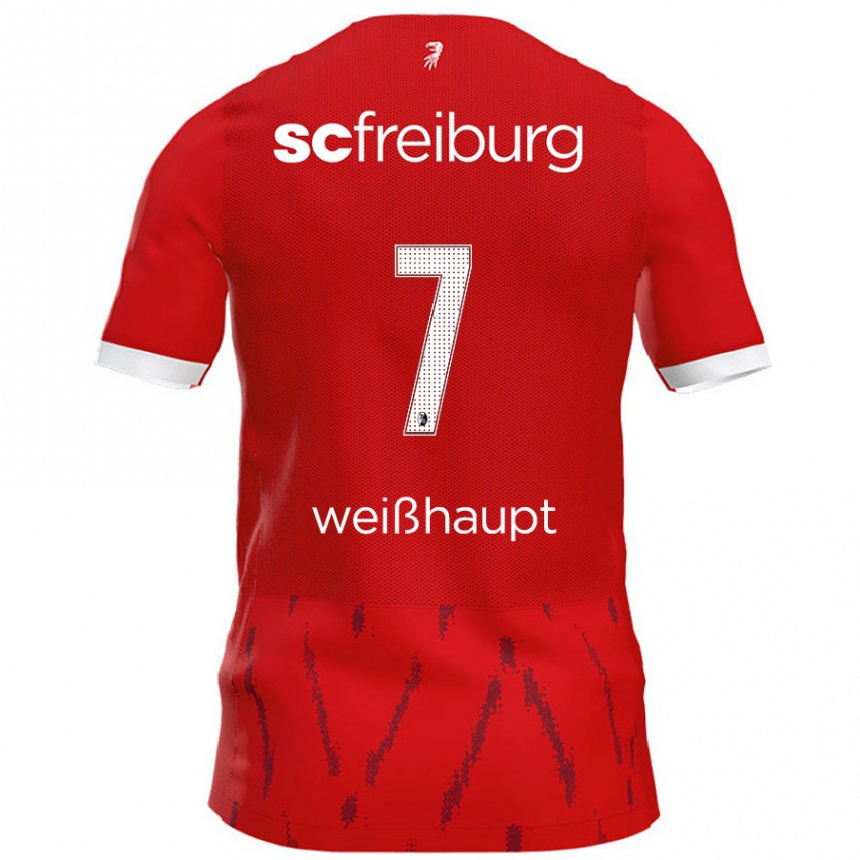 Kids Football Noah Weißhaupt #7 Red Home Jersey 2024/25 T-Shirt Nz