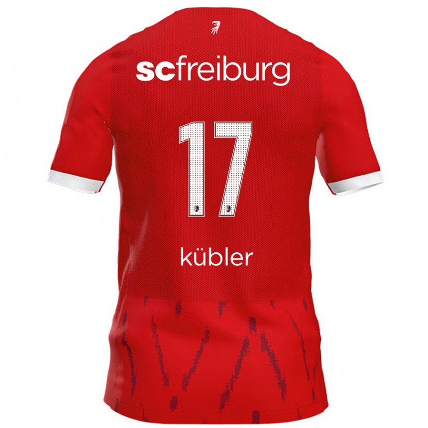 Kids Football Lukas Kübler #17 Red Home Jersey 2024/25 T-Shirt Nz