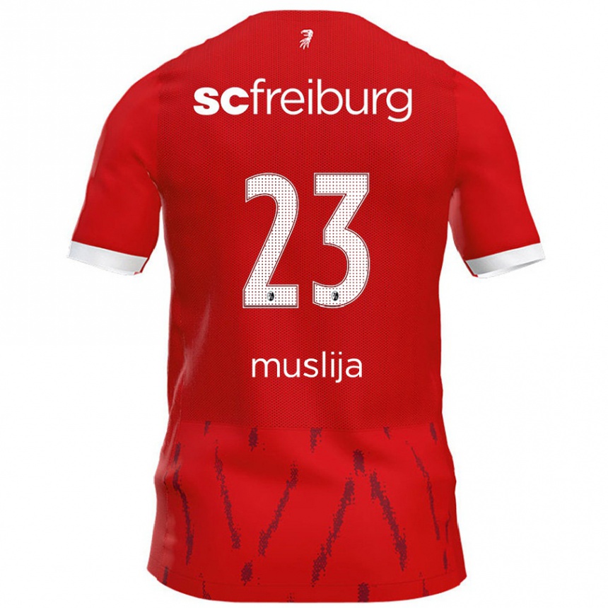 Kids Football Florent Muslija #23 Red Home Jersey 2024/25 T-Shirt Nz