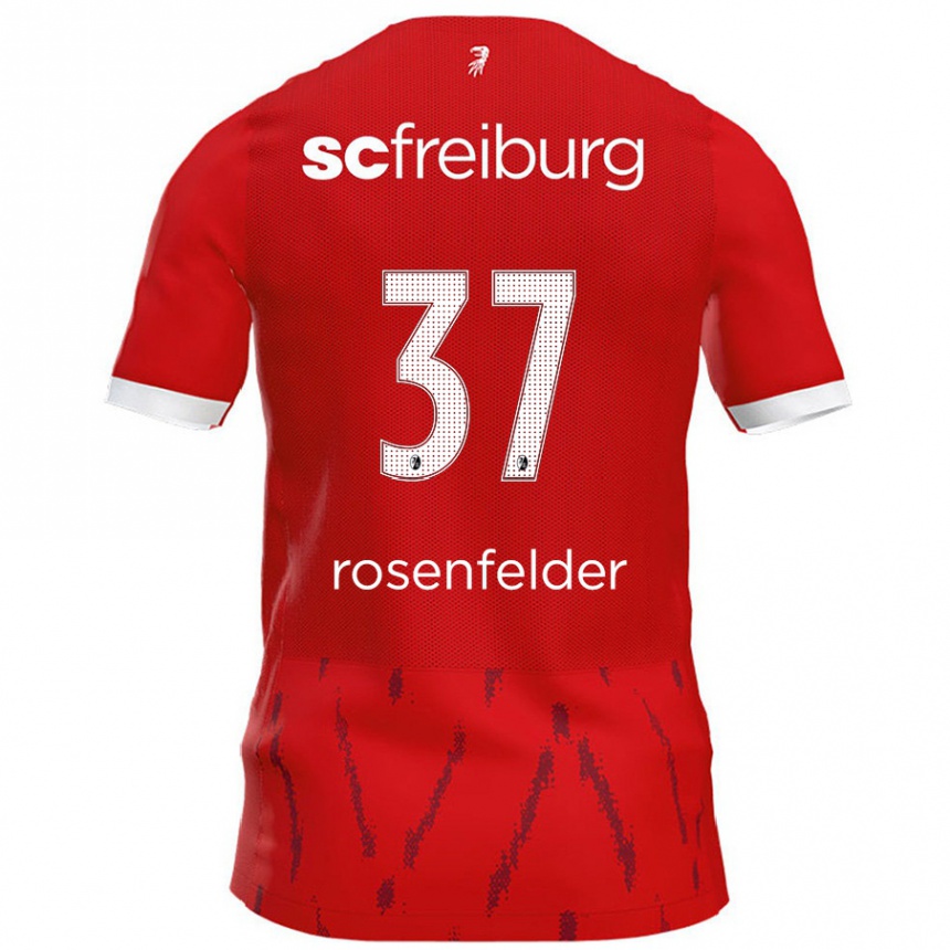 Kids Football Max Rosenfelder #37 Red Home Jersey 2024/25 T-Shirt Nz