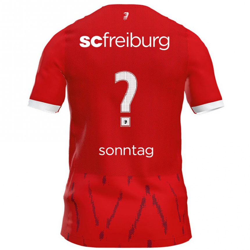 Kids Football Noa Sonntag #0 Red Home Jersey 2024/25 T-Shirt Nz