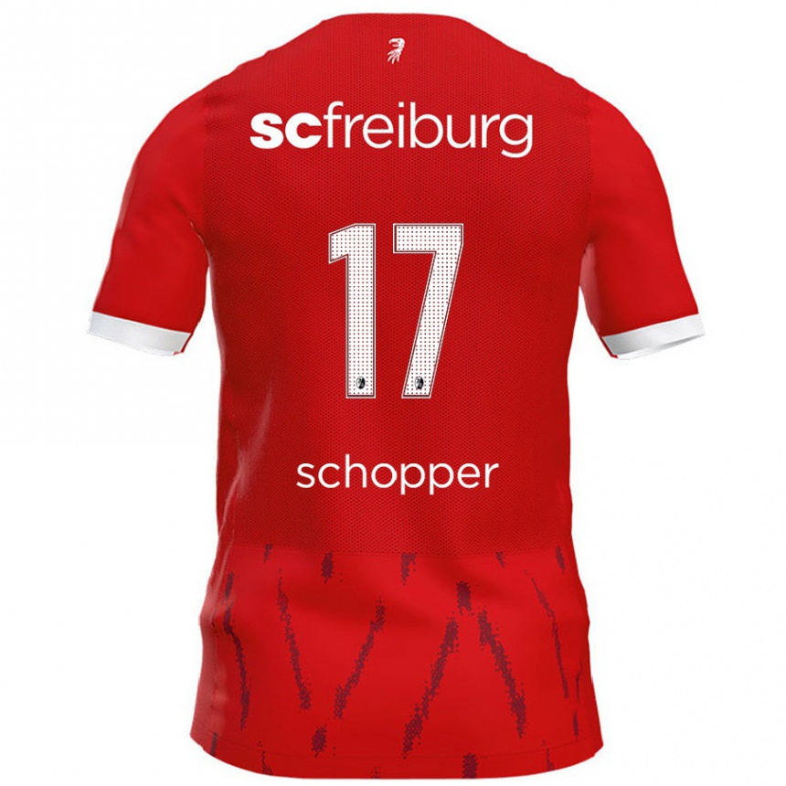 Kids Football David Schopper #17 Red Home Jersey 2024/25 T-Shirt Nz