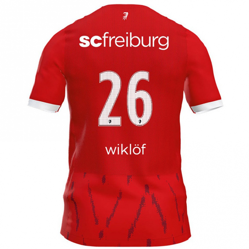 Kids Football Oscar Wiklöf #26 Red Home Jersey 2024/25 T-Shirt Nz