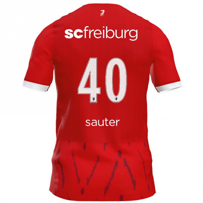 Kids Football Niklas Sauter #40 Red Home Jersey 2024/25 T-Shirt Nz