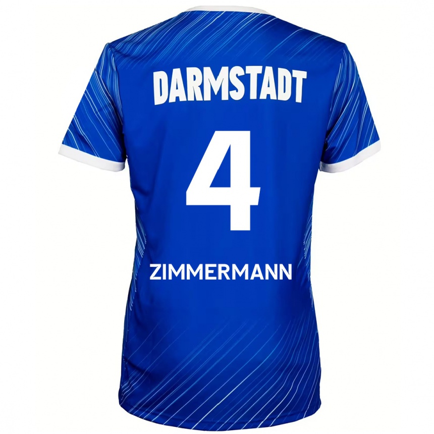 Kids Football Christoph Zimmermann #4 Blue White Home Jersey 2024/25 T-Shirt Nz