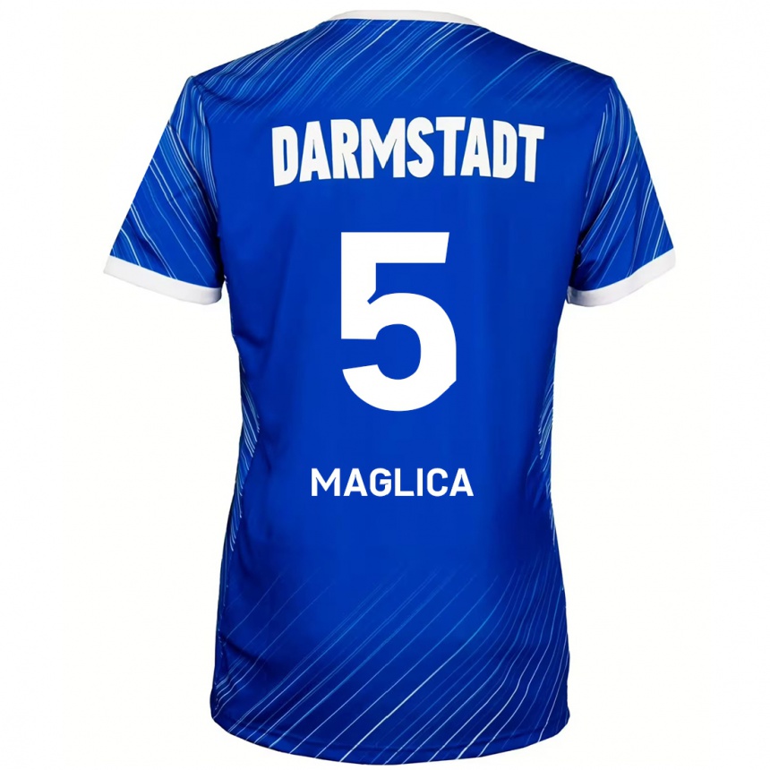 Kids Football Matej Maglica #5 Blue White Home Jersey 2024/25 T-Shirt Nz