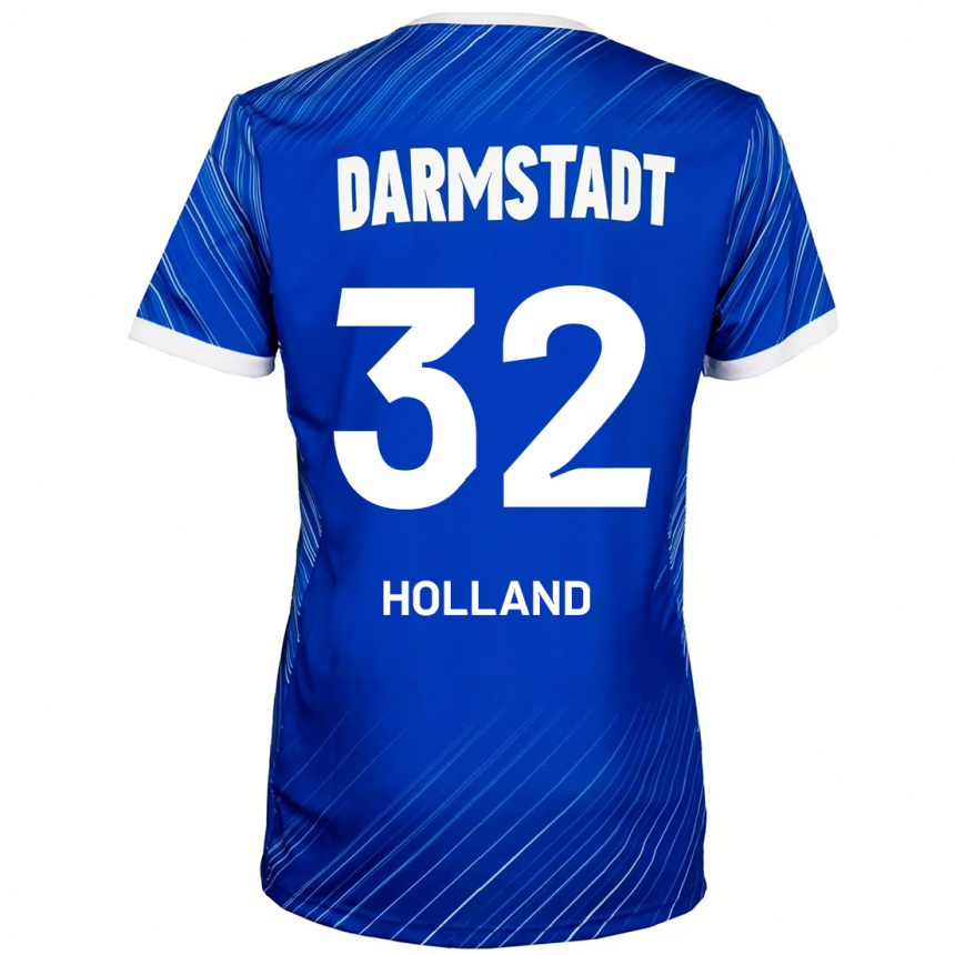 Kids Football Fabian Holland #32 Blue White Home Jersey 2024/25 T-Shirt Nz