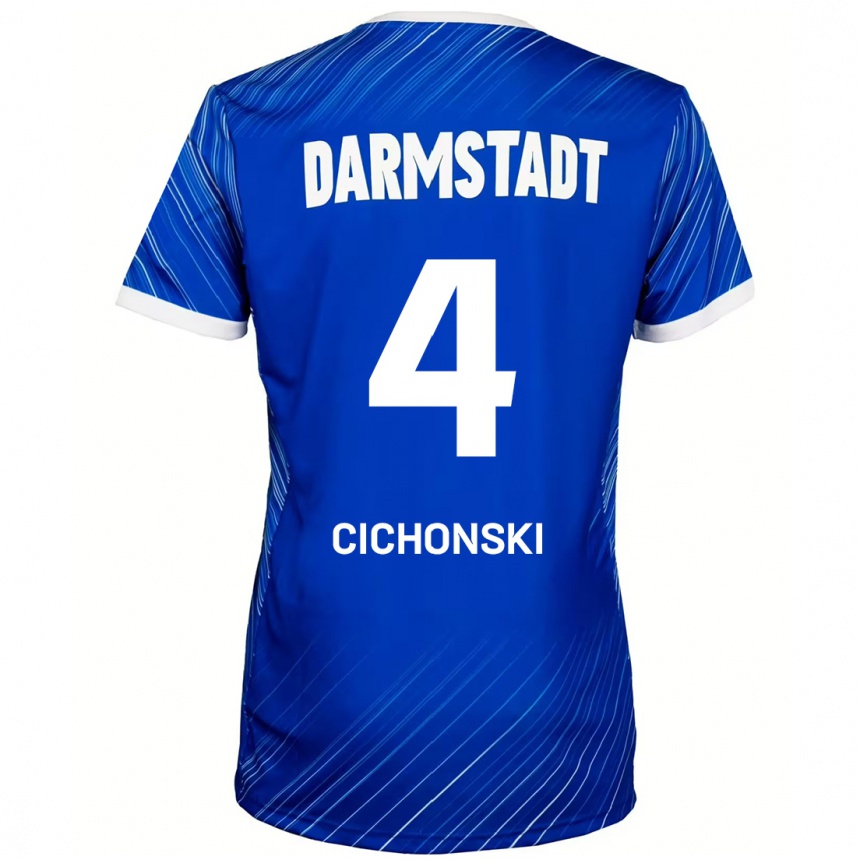 Kids Football Florian Cichonski #4 Blue White Home Jersey 2024/25 T-Shirt Nz