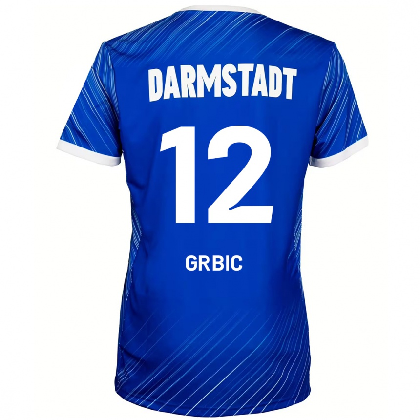 Kids Football Viktor Grbic #12 Blue White Home Jersey 2024/25 T-Shirt Nz