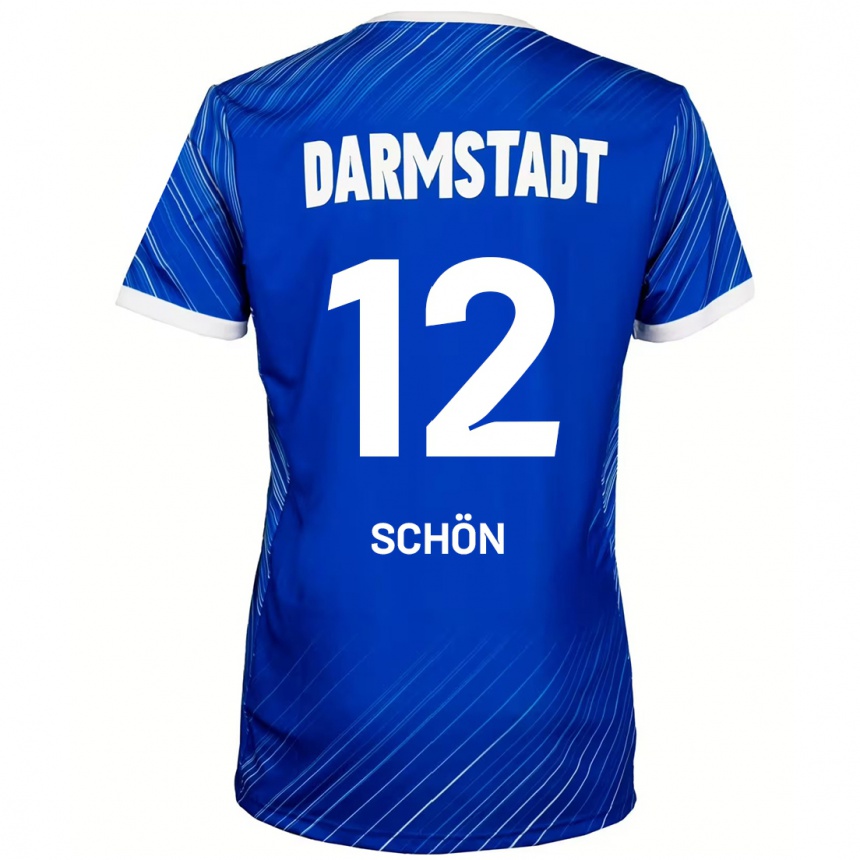 Kids Football Lars Schön #12 Blue White Home Jersey 2024/25 T-Shirt Nz