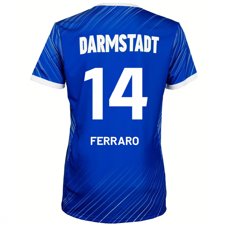 Kids Football Enzo Ferraro #14 Blue White Home Jersey 2024/25 T-Shirt Nz