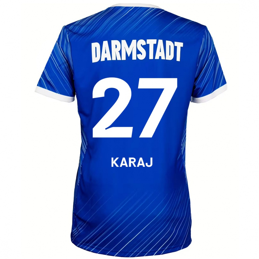 Kids Football Eraldo Karaj #27 Blue White Home Jersey 2024/25 T-Shirt Nz