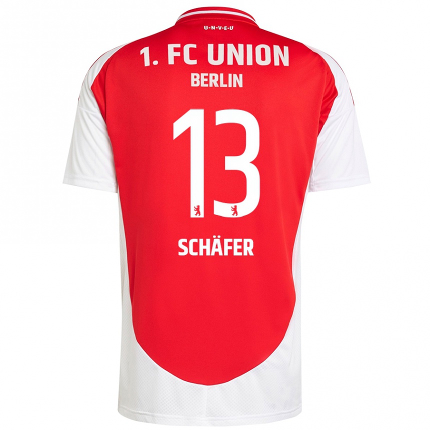 Kids Football András Schäfer #13 Red White Home Jersey 2024/25 T-Shirt Nz