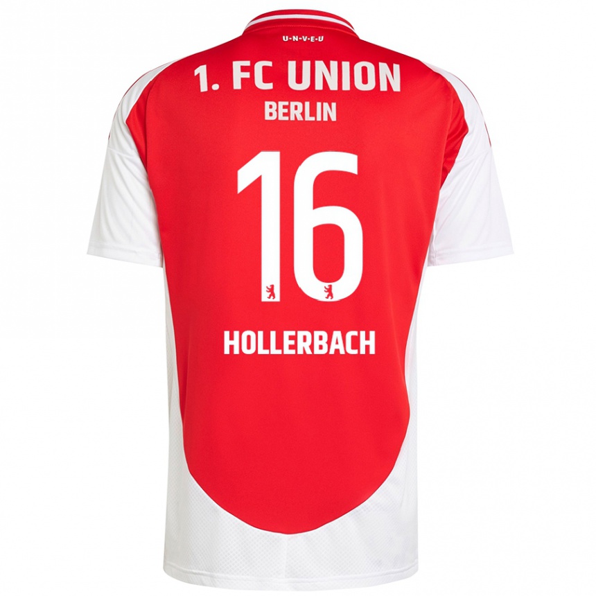 Kids Football Benedict Hollerbach #16 Red White Home Jersey 2024/25 T-Shirt Nz