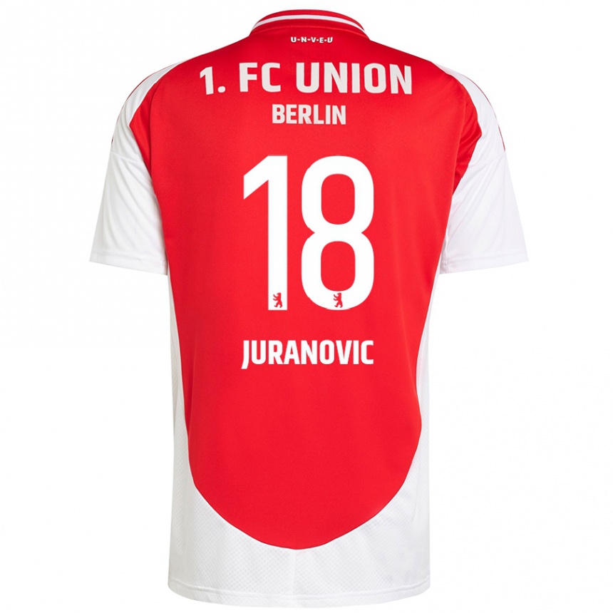 Kids Football Josip Juranovic #18 Red White Home Jersey 2024/25 T-Shirt Nz