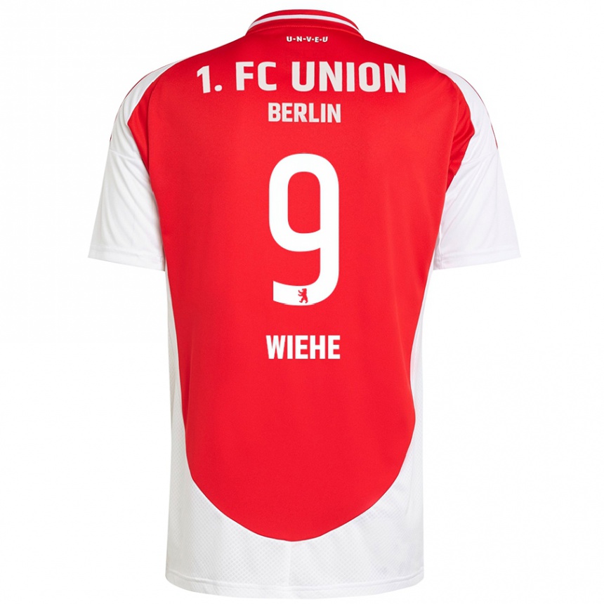 Kids Football Jakob Wiehe #9 Red White Home Jersey 2024/25 T-Shirt Nz