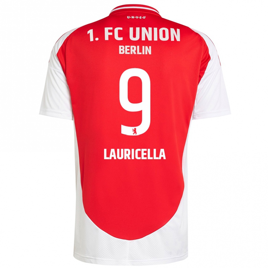 Kids Football Guiseppe Lauricella #9 Red White Home Jersey 2024/25 T-Shirt Nz