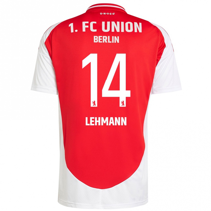 Kids Football Noah Lehmann #14 Red White Home Jersey 2024/25 T-Shirt Nz