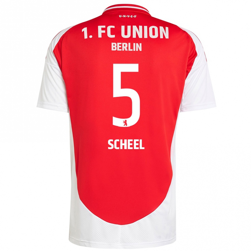 Kids Football Luca Scheel #5 Red White Home Jersey 2024/25 T-Shirt Nz