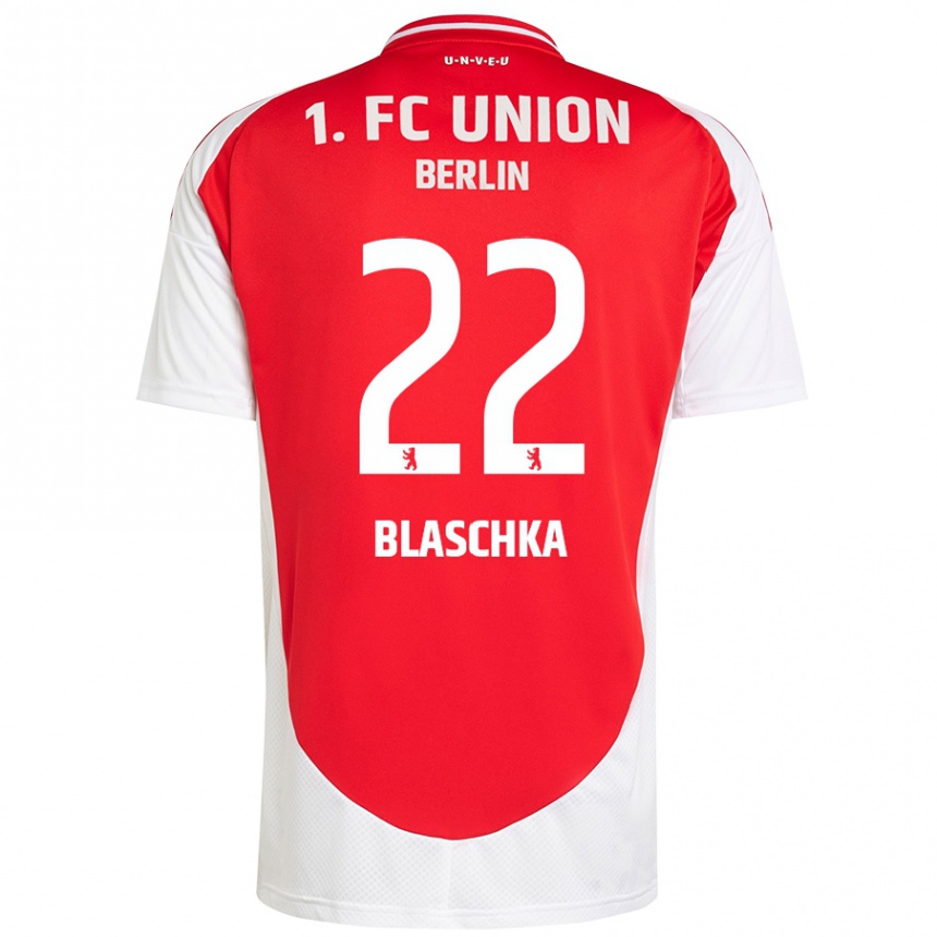 Kids Football Anouk Blaschka #22 Red White Home Jersey 2024/25 T-Shirt Nz