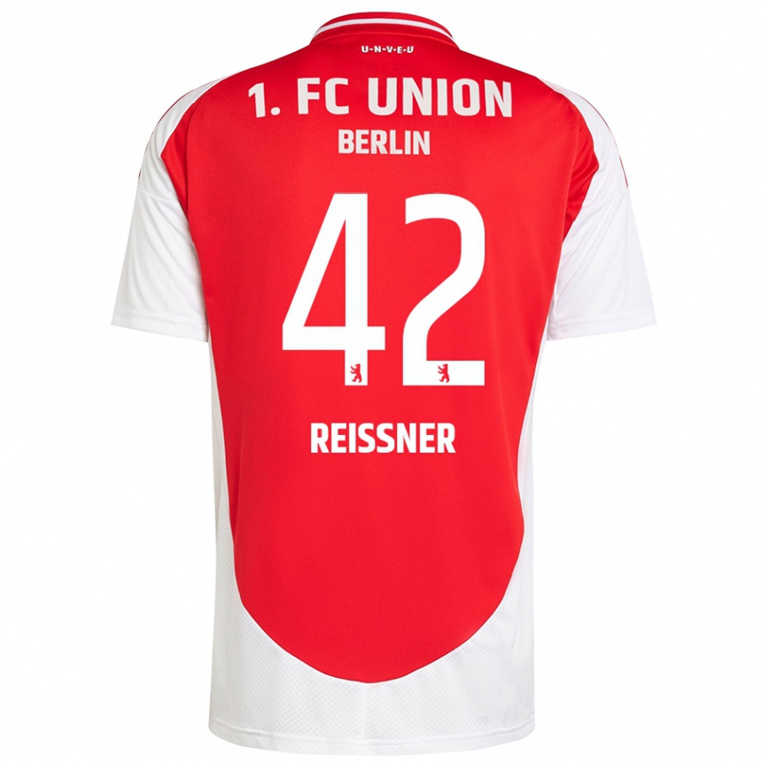 Kids Football Naika Reissner #42 Red White Home Jersey 2024/25 T-Shirt Nz