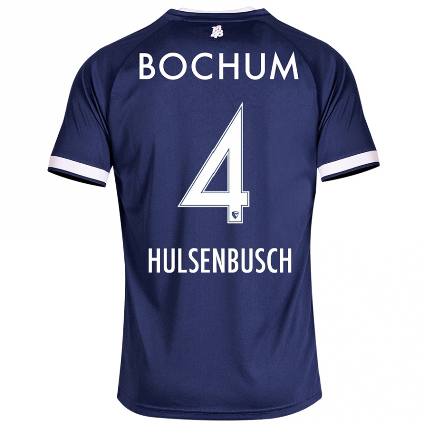 Kids Football Daniel Hülsenbusch #4 Dark Blue Home Jersey 2024/25 T-Shirt Nz