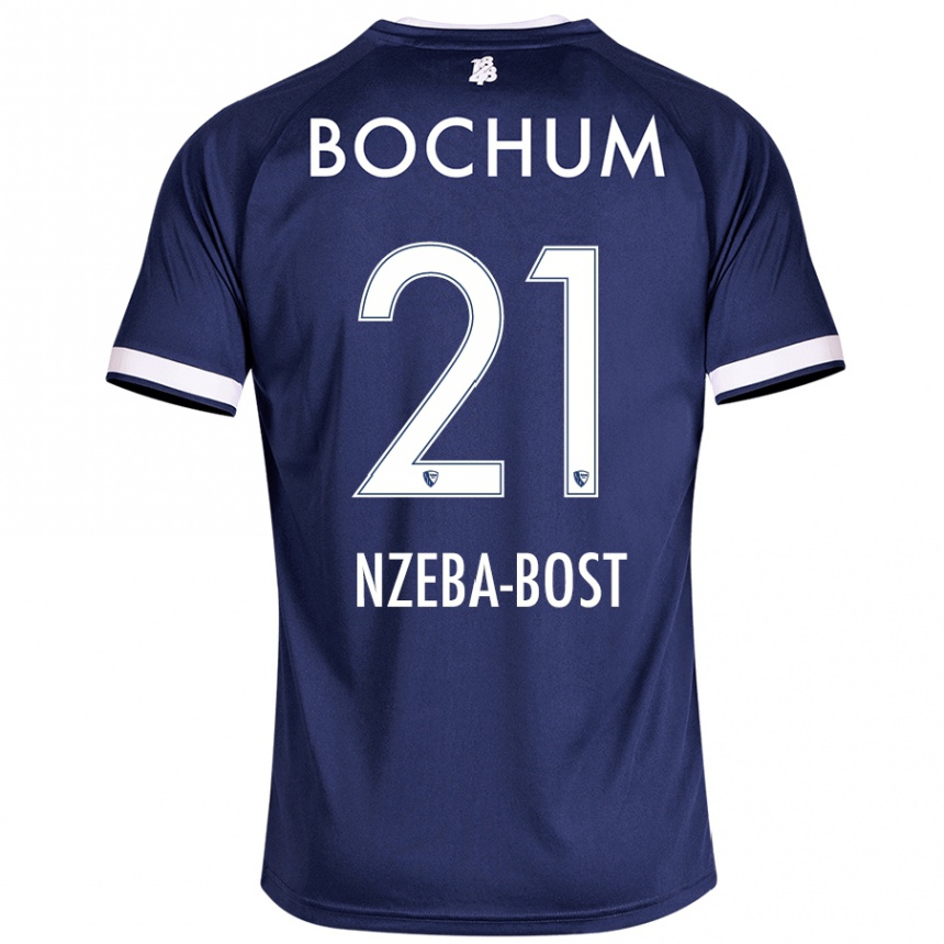 Kids Football Jan Nzeba-Bost #21 Dark Blue Home Jersey 2024/25 T-Shirt Nz