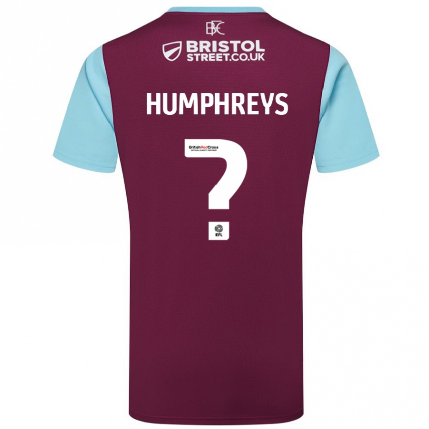 Kids Football Bashir Humphreys #0 Burgundy Sky Blue Home Jersey 2024/25 T-Shirt Nz