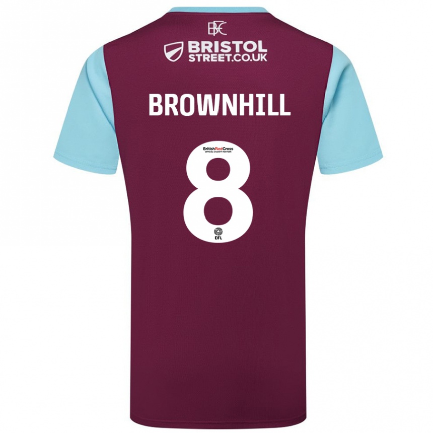 Kids Football Josh Brownhill #8 Burgundy Sky Blue Home Jersey 2024/25 T-Shirt Nz