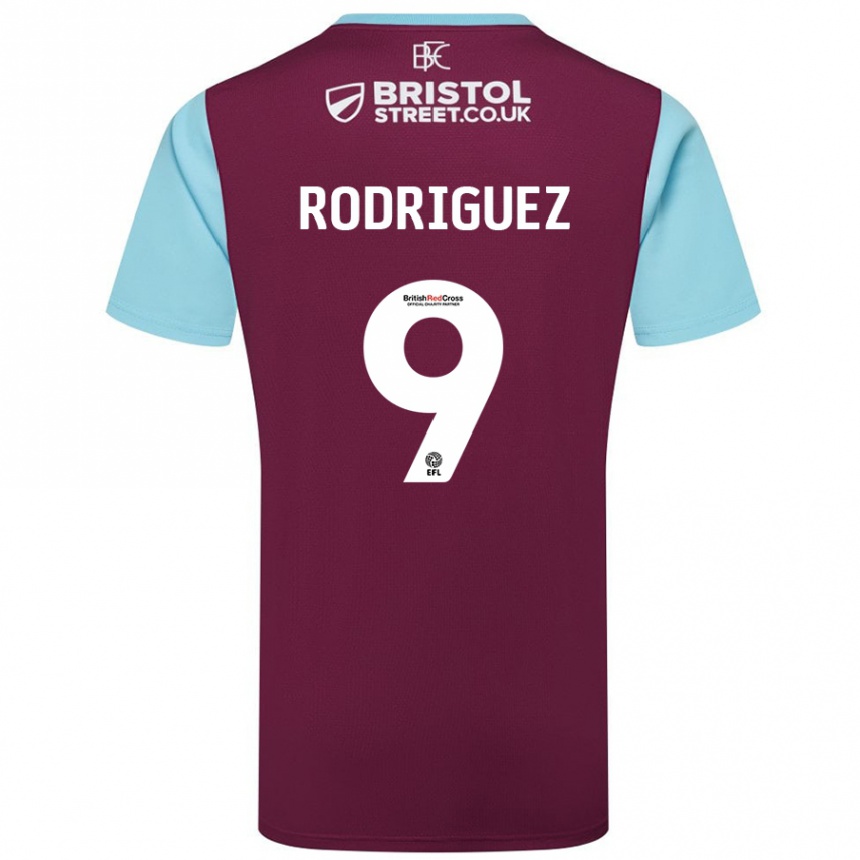 Kids Football Jay Rodríguez #9 Burgundy Sky Blue Home Jersey 2024/25 T-Shirt Nz