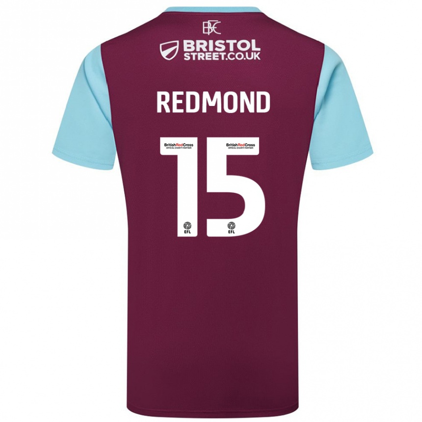 Kids Football Nathan Redmond #15 Burgundy Sky Blue Home Jersey 2024/25 T-Shirt Nz