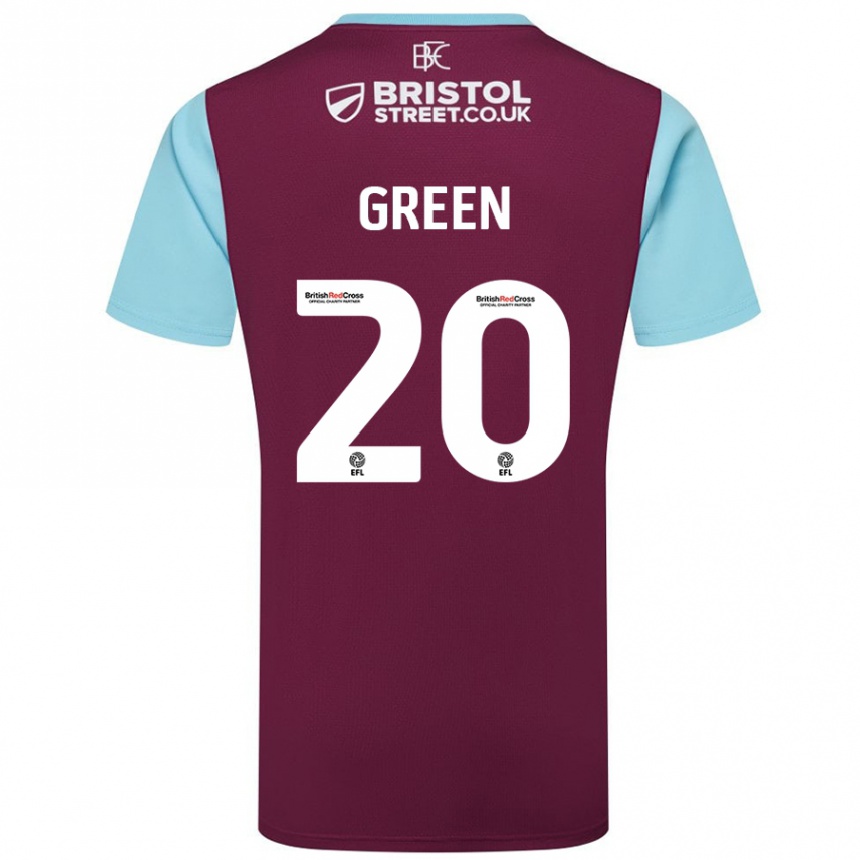 Kids Football Etienne Green #20 Burgundy Sky Blue Home Jersey 2024/25 T-Shirt Nz