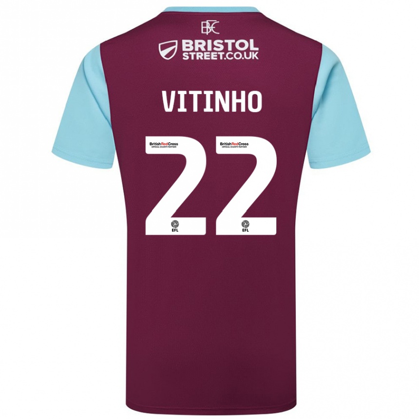 Kids Football Vitinho #22 Burgundy Sky Blue Home Jersey 2024/25 T-Shirt Nz