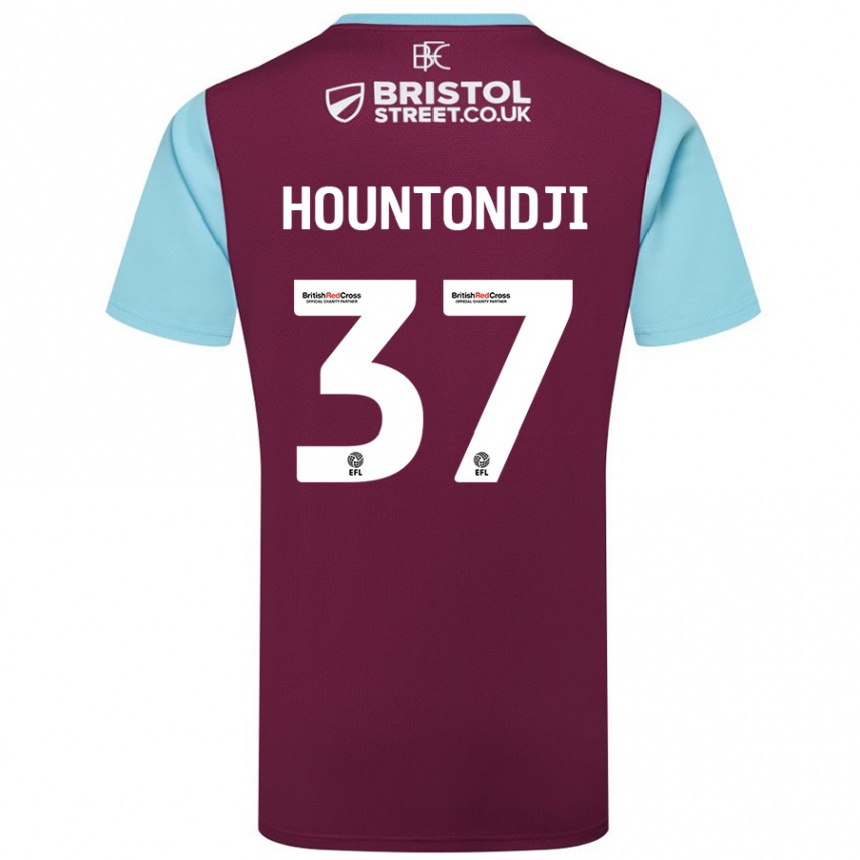 Kids Football Andreas Hountondji #37 Burgundy Sky Blue Home Jersey 2024/25 T-Shirt Nz