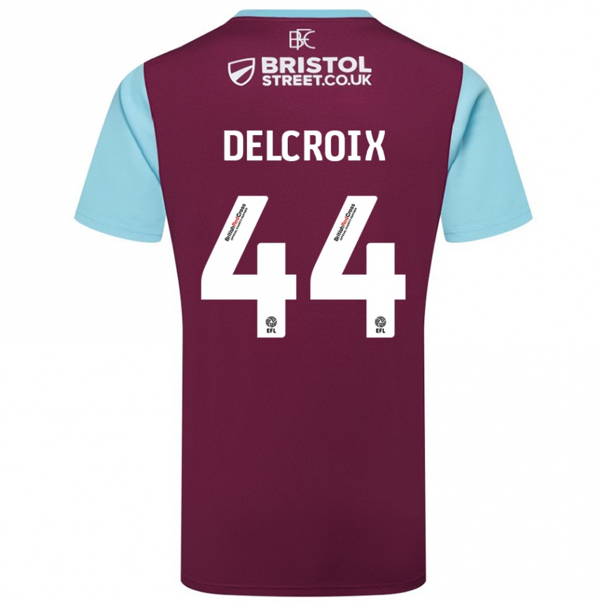 Kids Football Hannes Delcroix #44 Burgundy Sky Blue Home Jersey 2024/25 T-Shirt Nz