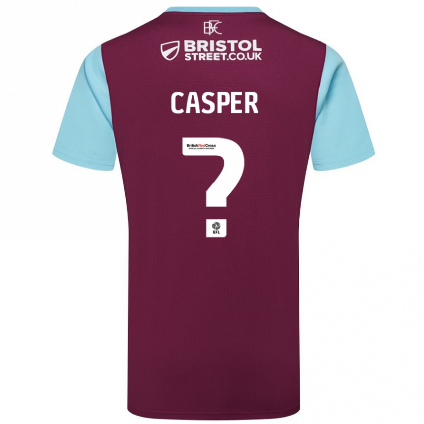 Kids Football Charlie Casper #0 Burgundy Sky Blue Home Jersey 2024/25 T-Shirt Nz