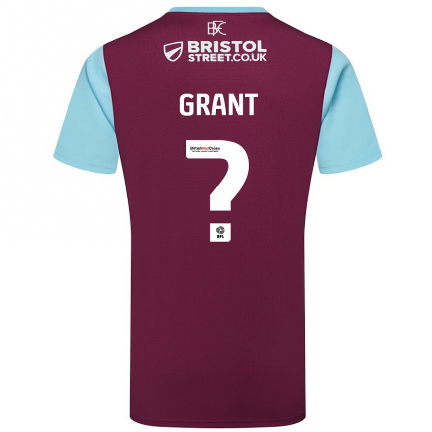 Kids Football Bradley Grant #0 Burgundy Sky Blue Home Jersey 2024/25 T-Shirt Nz