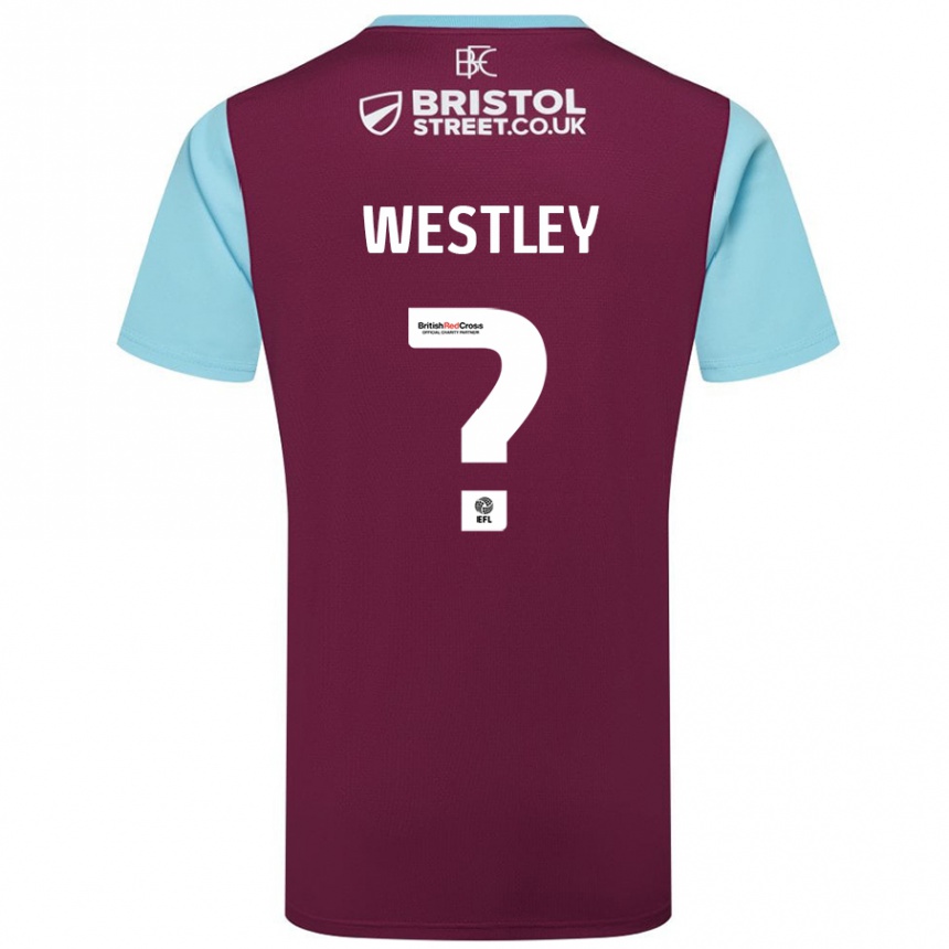 Kids Football Joe Westley #0 Burgundy Sky Blue Home Jersey 2024/25 T-Shirt Nz