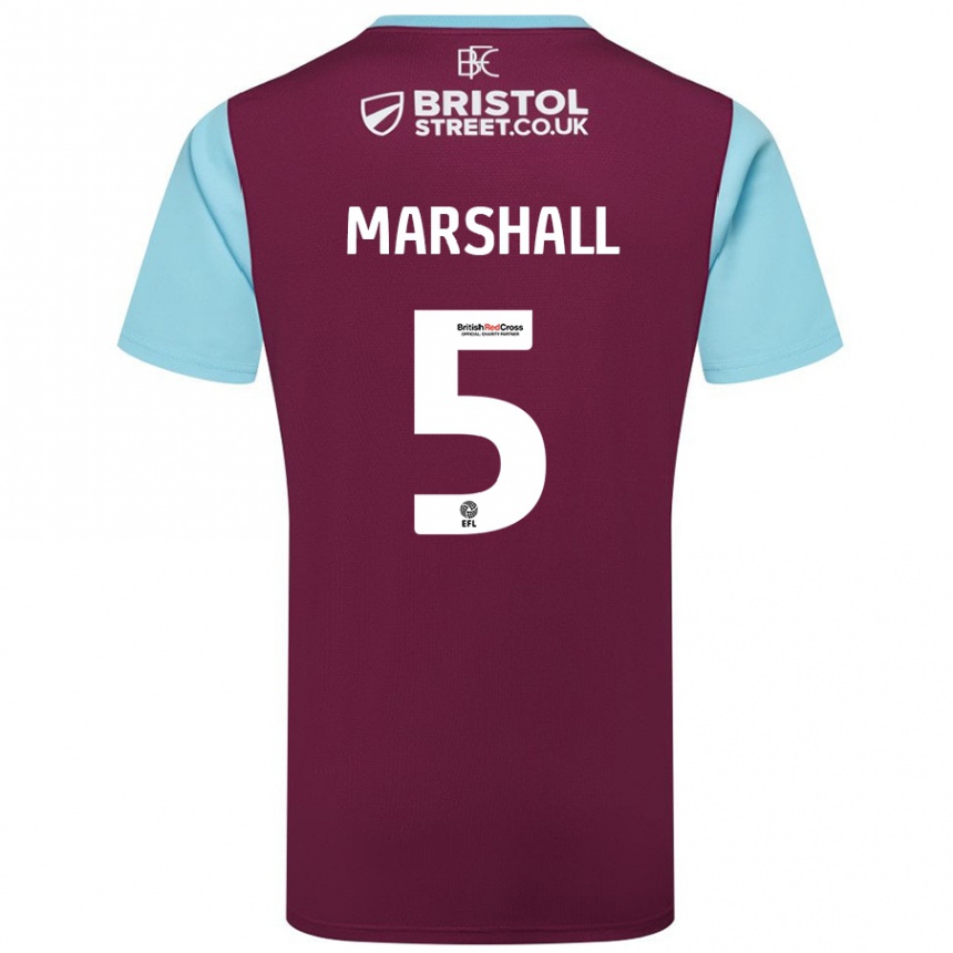 Kids Football Georgia Marshall #5 Burgundy Sky Blue Home Jersey 2024/25 T-Shirt Nz