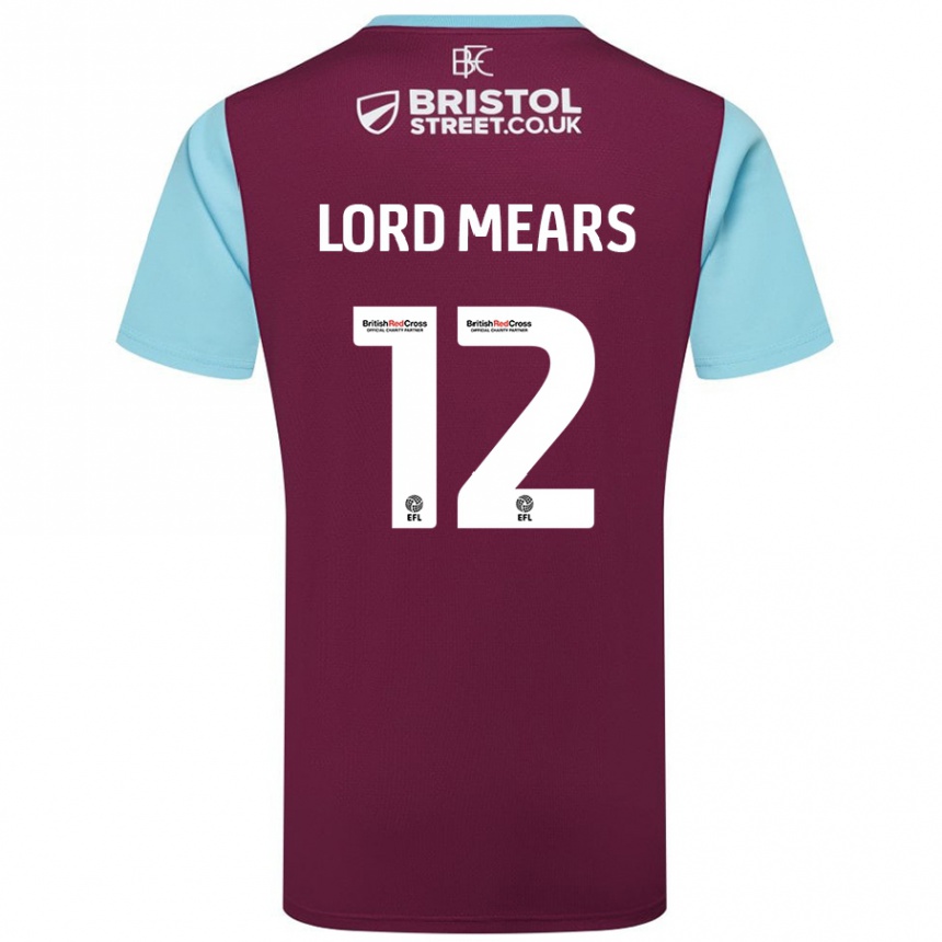 Kids Football Rhema Lord-Mears #12 Burgundy Sky Blue Home Jersey 2024/25 T-Shirt Nz