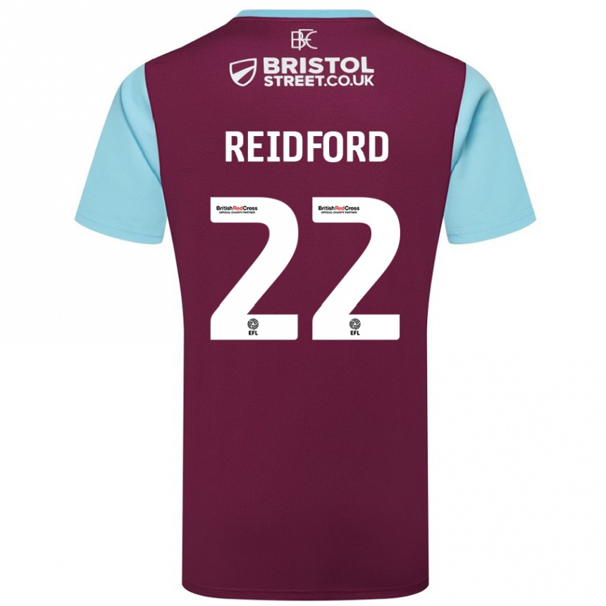 Kids Football Isabella Reidford #22 Burgundy Sky Blue Home Jersey 2024/25 T-Shirt Nz