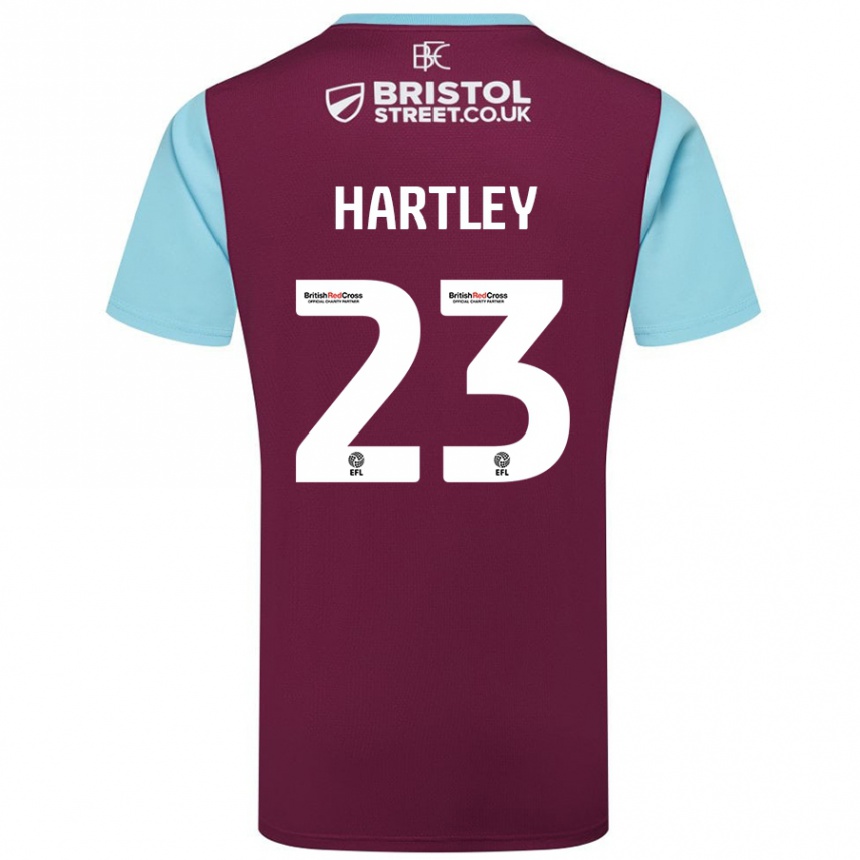 Kids Football Naomi Hartley #23 Burgundy Sky Blue Home Jersey 2024/25 T-Shirt Nz