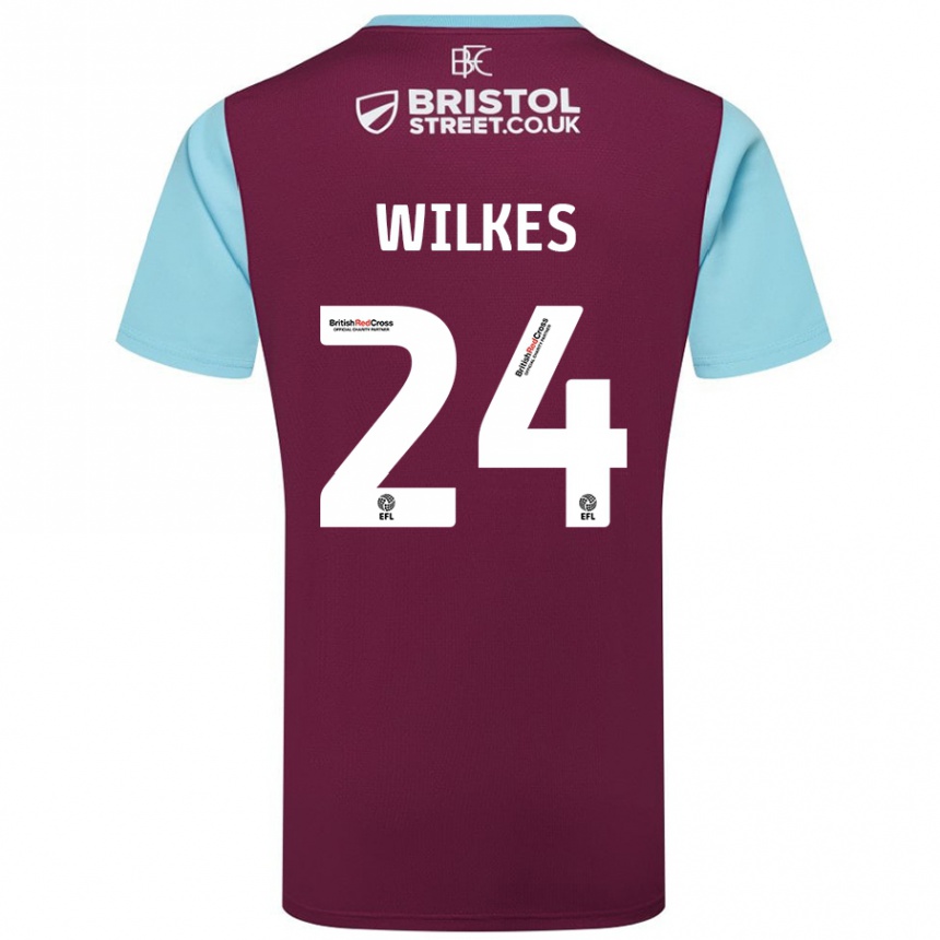 Kids Football Tilly Wilkes #24 Burgundy Sky Blue Home Jersey 2024/25 T-Shirt Nz