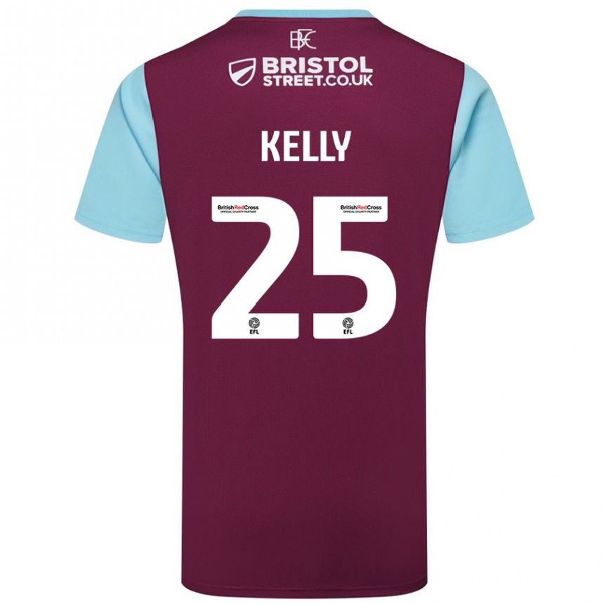 Kids Football Aimee Kelly #25 Burgundy Sky Blue Home Jersey 2024/25 T-Shirt Nz