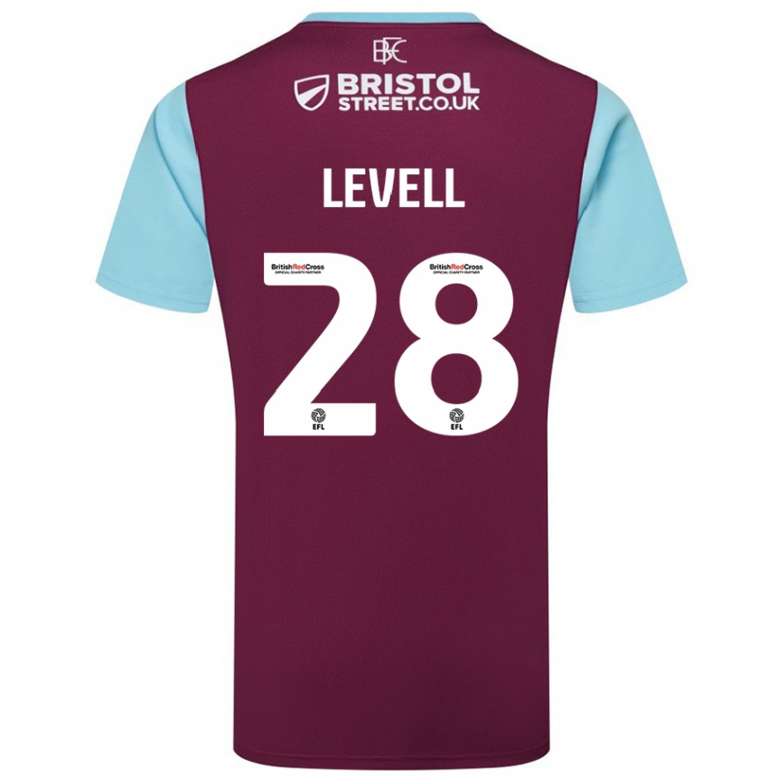 Kids Football Kirstie Levell #28 Burgundy Sky Blue Home Jersey 2024/25 T-Shirt Nz