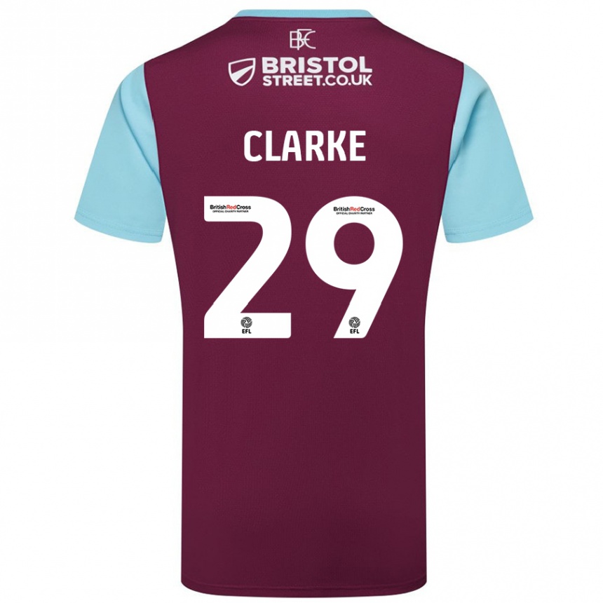 Kids Football Abby Clarke #29 Burgundy Sky Blue Home Jersey 2024/25 T-Shirt Nz