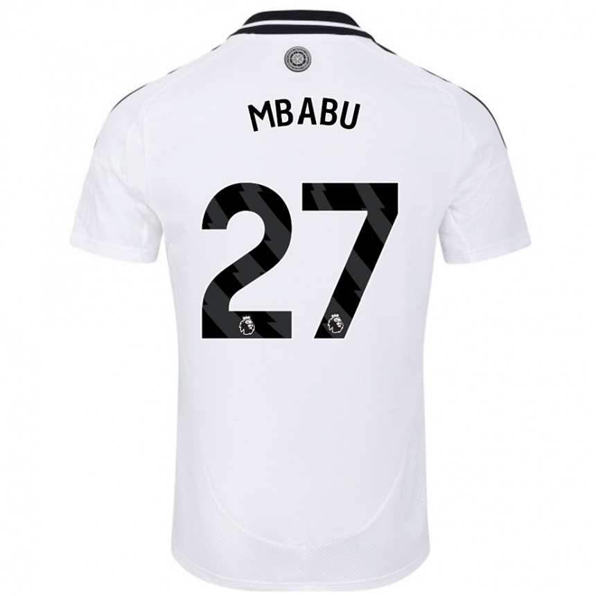 Kids Football Kevin Mbabu #27 White Home Jersey 2024/25 T-Shirt Nz