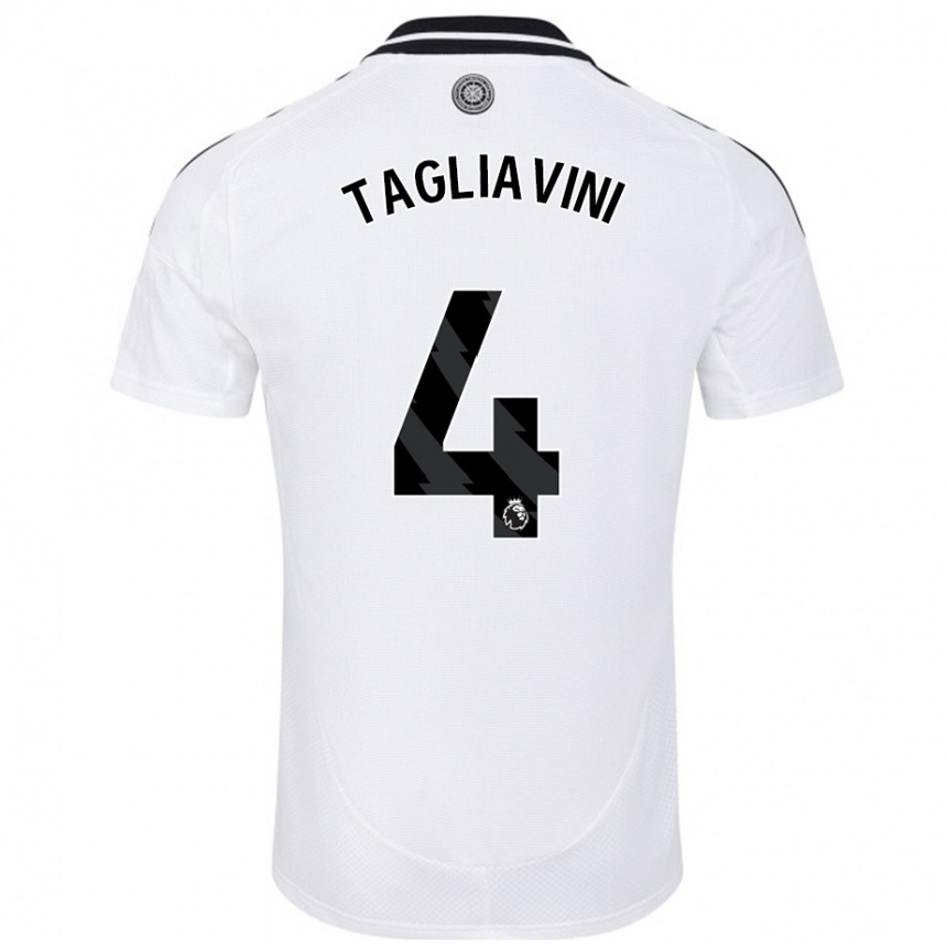 Kids Football Ella Tagliavini #4 White Home Jersey 2024/25 T-Shirt Nz