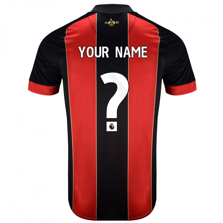 Kids Football Your Name #0 Red Black Home Jersey 2024/25 T-Shirt Nz