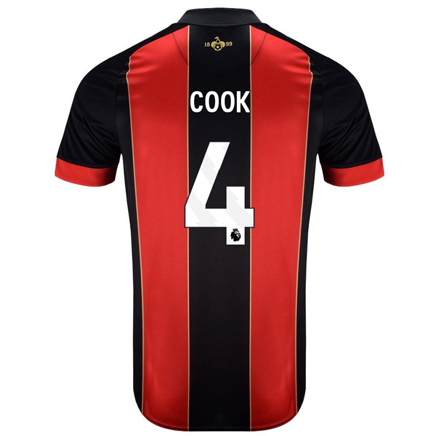 Kids Football Lewis Cook #4 Red Black Home Jersey 2024/25 T-Shirt Nz